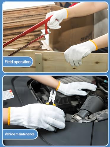 Unisex white cotton polyester knittedsafety gloves,suitable for gardening,warehouse,cooking work-12/36/240 pairs - color: A-white (12 Pairs) No Dots