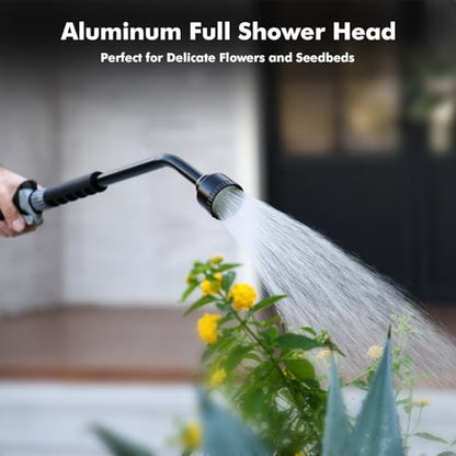 RESTMO Heavy Duty Full Metal Long Watering Wand, 24 Inches Gentle Soft Full Shower Sprayer Wand with Flow Control, Hose Wand for Hanging Baskets, Shrubs, Plants, Flowers, Garden and Lawn, Flash Black - color: Flash Black