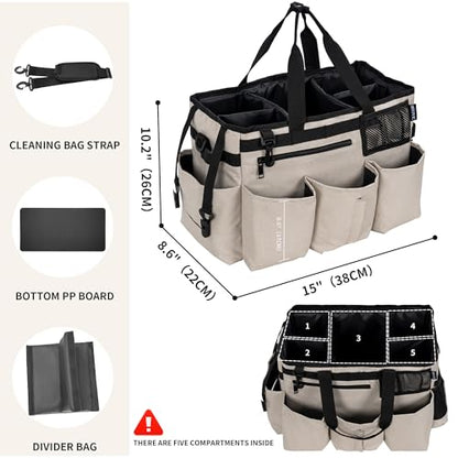 IBVIVIC Wearable Cleaning Caddy Bag for Cleaning Supplies,Large Capacity Cleaning Organizer White - color: White