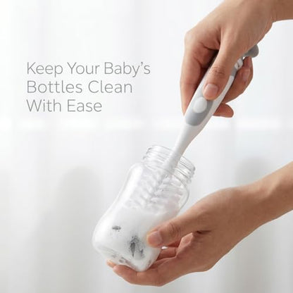 Ariseno 5-in-1 Baby Bottle Cleaner Set, Including Nylon & Silicone Bottle Brush, Cap, Straw & Nipple Brushes, BPA-Free (Grey) - color: Gray-nylon Silicone