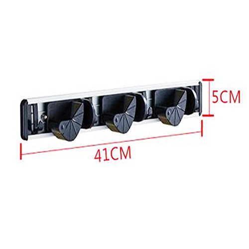 Mop and Broom Holder Storage Solutions (3 Position with 4 Hooks) - size: 3 Position with 4 Hooks