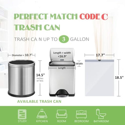 3 Gallon 220pcs Strong Drawstring Trash Bags Garbage Bags by Teivio, Bathroom Trash Can Bin Liners, Small Plastic Bags for home office kitchen, White - style: 220-3 Gallon