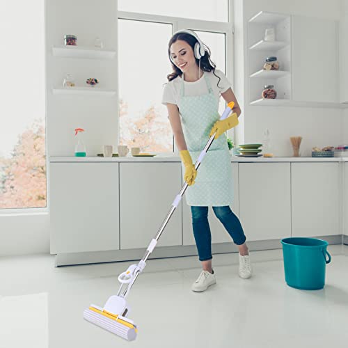PVA Sponge Mops 60" Long Handle 15" Head with 2 Pads Sponge Mops for Floor Cleaning Squeeze with Wringer - size: 15" PVA Mop - with 2 Pads