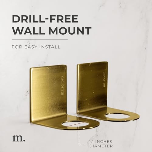 MAISONOVO Adhesive Soap Holder | Shampoo Bottle Holder Set of 2 - Gold | Soap Bottle Holder | Wall Mounted Soap Holder | Soap Dispenser Holder - color: Soap Dispenser Mount Set of 2 | Gold
