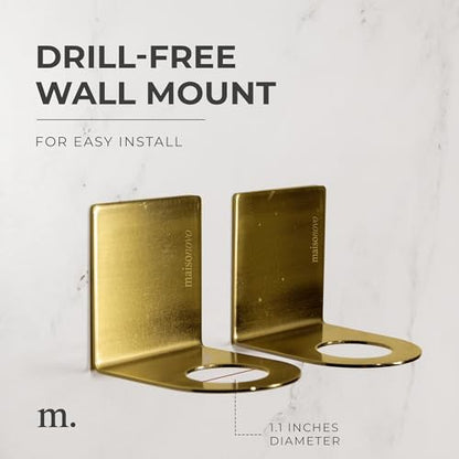 MAISONOVO Adhesive Soap Holder | Shampoo Bottle Holder Set of 2 - Gold | Soap Bottle Holder | Wall Mounted Soap Holder | Soap Dispenser Holder - color: Soap Dispenser Mount Set of 2 | Gold