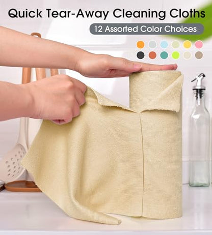 KitchLife Microfiber Cleaning Cloth Roll - Tear-Away Reusable Microfiber Paper Towels, Lint-Free, Washable, 20 Sheets for Kitchen, Car, Dishes, and Sensitive Surfaces (Wheat) - color: Wheat