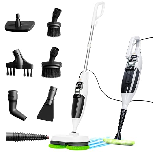 Electric Steam Mop – 15-in-1 Detachable Floor Scrubber with 3 Steam Modes – Electric Mop for Hardwood Floors, Kitchen Hoods & Worktops Cleaning