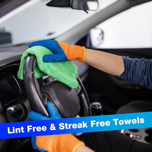 Nuenen Cleaning Cloths for Cars 16 x 16 Inch Ultra Absorbent Towels Drying Microfiber Reusable Cleaning Supplies House Kitchen Window Microfiber Towel (Purple,Blue,Green,60 Pcs) - color: Purple,blue,green