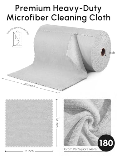 Microfiber Cleaning Cloths Roll, 225 Pack Tear Away Microfiber Towels Roll, 12" x 12" Lint Free Rags, Reusable Cleaning Cloths, Washable, Scratch Free,Ultra Absorbent Dish Rags(Grey) - color: Grey, size: 225 pack
