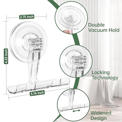 Amuille Suction Cup Razor Holder, 2 Pack Clear Razor Holders for Shower Wall, Reusable Vacuum Shower Razor Hooks, Suction Cup Hooks for Bathroom Kitchen Towel Loofah Shaver