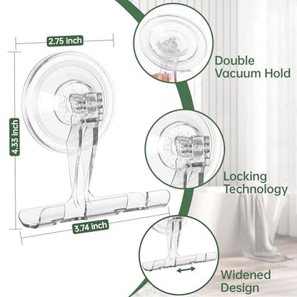 Amuille Suction Cup Razor Holder, 2 Pack Clear Razor Holders for Shower Wall, Reusable Vacuum Shower Razor Hooks, Suction Cup Hooks for Bathroom Kitchen Towel Loofah Shaver