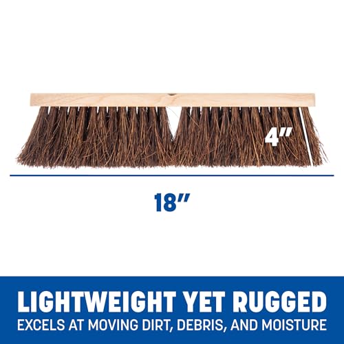SPARTA Flo-Pac Garage Sweep with Palmyra Bristles, Heavy Duty Broom Head for Indoor and Outdoor Use on Rough Surfaces, 18" Long, 1 Count, Natural