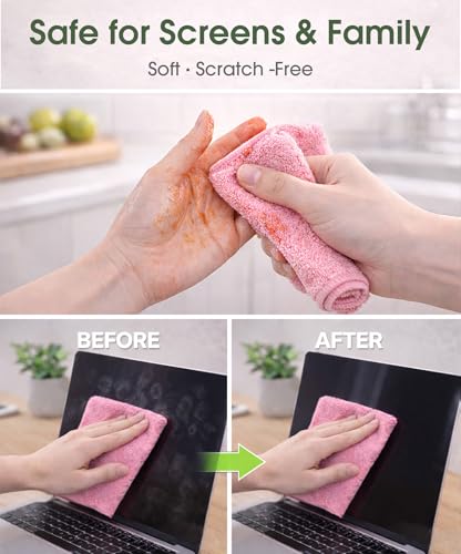 Microfiber Cleaning Cloth Roll - 100 Pack Tear Away Microfiber Paper Towels, Reusable, Washable, Scratch-Free, Kitchen Towels for Car, Home, Kitchen, Glass, Dishes(Pink) - color: Pink