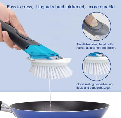 CELOX Soap Dispensing Dish Scrub Brush, Dish Wand for Kitchen, Gray