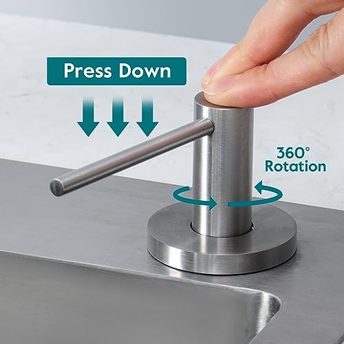Gappo Upgraded Soap Dispenser for Kitchen Sink Brushed Nickel, Stainless Steel Countertop Pump, Built in Sink Soap Dispenser with 47" Extension Tube kit - color: Brushed Nickel