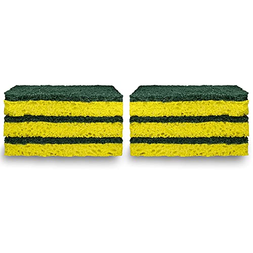 Amazon Basics Heavy Duty Scrub Sponges,Dual-Sided Design,Yellow/Green, 36 Count (6 Packs of 6), Packaging May Vary - size: 36-Pack, style: Heavy Duty