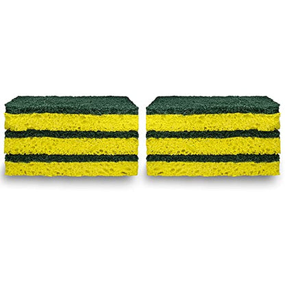 Amazon Basics Heavy Duty Scrub Sponges,Dual-Sided Design,Yellow/Green, 36 Count (6 Packs of 6), Packaging May Vary - size: 36-Pack, style: Heavy Duty