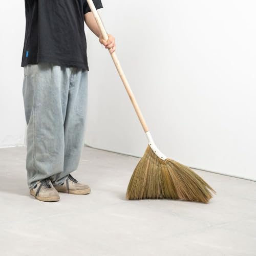 Natural Broom - Indoor Grass Broom - Long Handle Broomstick for House, Garage, Office, Lobby Room, Kitchen - color: Natural