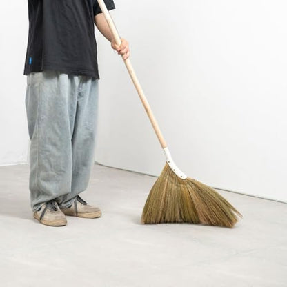 Natural Broom - Indoor Grass Broom - Long Handle Broomstick for House, Garage, Office, Lobby Room, Kitchen - color: Natural