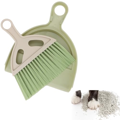 Mini Dustpan and Brush Set Portable Small Broom with Dust Pan Handheld Hangable Whisk Broom and Dust Pan for Home, Kitchen, Table, Office, Car 1 Pcs (Green) - color: Green