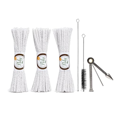 Pipe Cleaners Tool Set | 132 Hard Bristle Pipe Cleaners Bulk, 2 Nylon Bristle Brush, Tamper Tool | Nylon Bristles for Extra Scrub | Absorbent Cotton | Pipe Cleaners for Cleaning | Chenille Stems - size: Hard Bristle Pipe Cleaners Tool Set