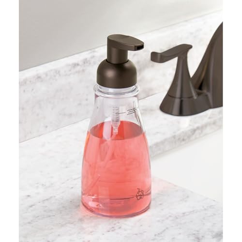 iDesign Refillable Foaming Dispenser for Kitchen or Bathroom Vanity-Set of 2-Clear/Bronze soap Pump - color: Clear/Bronze, style: Pack of 2