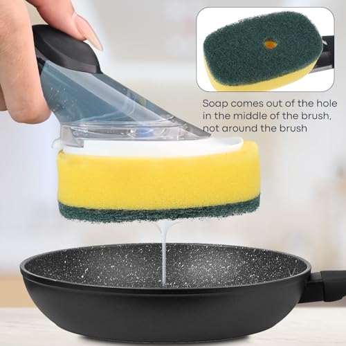 Sponge Brush Refills for OXO Dish Brush, 6 Pack Soap Dispensing Dish Refills, Scrub Replacement Head for Scrubber, Sponge Replacement Head Fits Soap Dispensing Handle - color: Green-6pack