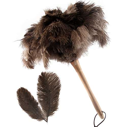 THARAHT 1PCS Ostrich Feather Duster Fluffy Natural with Wood Handle Reusable Washable for Cleaning Keyboard,Home,Car,Office Ostrich Feather Duster,16 Inch - color: Model (A)-1pcs, size: 16inch