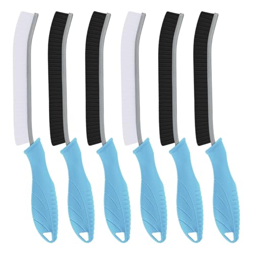 TQRR Hard Bristle Crevice Cleaning Brush-Thin Gap Scrub Brush, Small Cleaning Brush, Grout Brush, Kitchen Brush, Cleaning Tools for Toilet, Bathroom, Sink, Home, Household, Window (6, Light Blue) - color: Light Blue