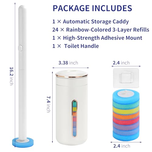 Disposable Toilet Brush Refills, 32 Refills, 2.5 inches | Upgraded 3-Layer Structure, Replacement Toilet Cleaning Brush Heads,Toliet Wand Refills, Apartment, RV Bathroom Cleaning - size: 32 Refills