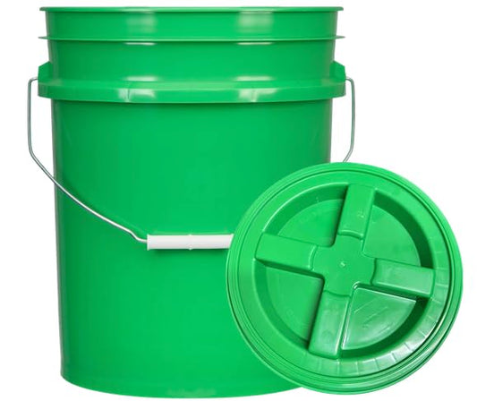 House Naturals 5 Gallon Food Grade Plastic Bucket with Air Tight Screw on Lid Made in USA Container (Green Bucket with Green Lid) - color: Green Bucket With Green Lid