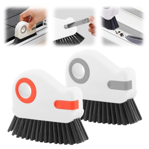 2 in 1 Groove Cleaning Brush, Window Track Cleaning Tools with Hard Bristles and Hidden Scraper, Crevice Brush for Sliding Door Track, Window Seal and Sill (Max) - color: Max