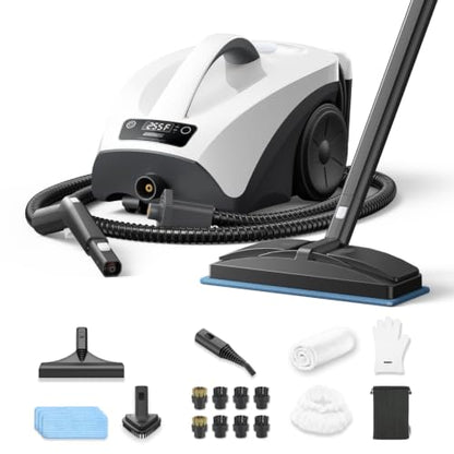 Steam Cleaner for Home Upholstery Grout Floor Bathroom Car Cleaning | 40s Fast Heating, 2.5L No Pressurized Large Tank, 21 PCS Kit, No Cooling & Refill Anytime, Detachable Hose & Easy to Store - color: White