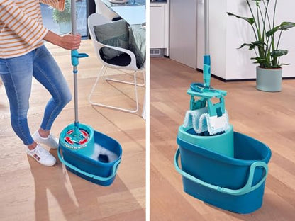 Leifheit Clean Twist M Ergo Mop and Bucket Set, Mop 33 cm Wide, Moisture Controlled Spin, Faster Cleaning Spin mop, Easy-Steer Micro Fibre Head with 360° Joint, Twist Mop - size: Clean Twist M Ergo 2.0