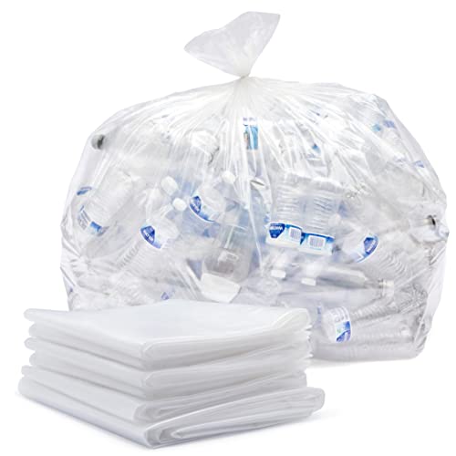 65 Gallon Clear Trash Bags Heavy Duty (MegaPack 50 Bags w/Ties) 64 Gallon Extra Large Clear Plastic Recycling Garbage Bags - size: 1 Count (Pack of 50)