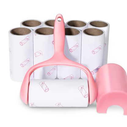 Lint Roller, 9 Refills 540 Sheets, Pet Hair Remover Kit for Clothes Carpet | Super Sticky Adhesive, for Car Seats, Dust, Lint, Dogs, Cats, Easy to Use, for Home and Auto - color: 1handle+9refills