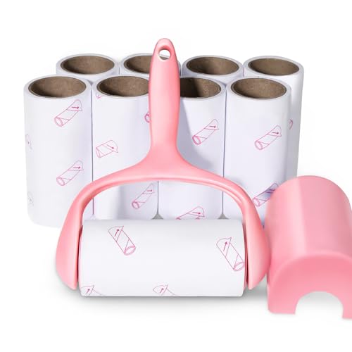 Lint Roller, 9 Refills 540 Sheets, Pet Hair Remover Kit for Clothes Carpet | Super Sticky Adhesive, for Car Seats, Dust, Lint, Dogs, Cats, Easy to Use, for Home and Auto - color: 1handle+9refills