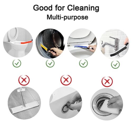 Crevice Cleaning Brush, Multifunctional Gap Cleaning Brush Tools with Hard Nylon Bristles, Ideal for Bathroom, Kitchen, Sink, Window, Black 6Pack