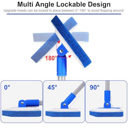 Lalafancy Bathroom Scrubber with Extendable Long Handle 50'' -3-in-1 Tub and Tile Cleaning Brush Interchangeable Head Attachment Shower Scrubber for Cleaning Bathroom Shower Bathtub Floor