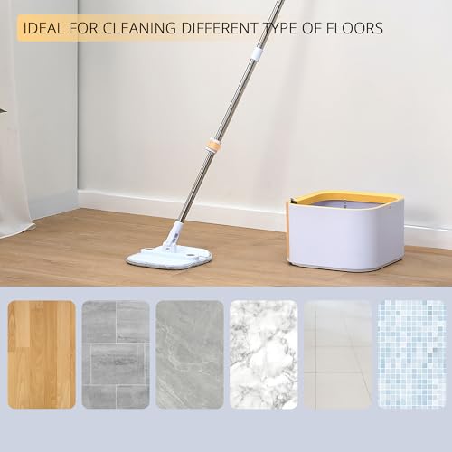 True & Tidy® TrueClean Mop and Bucket System Plus with New Easy Lift Inner Bucket, Self Wringing, Separates Clean from Dirty Water, Folding Mop Head, Dual Brush System, 4-pc Machine Washable Pads - size: Mop & Bucket w/ 4 Mop Pads
