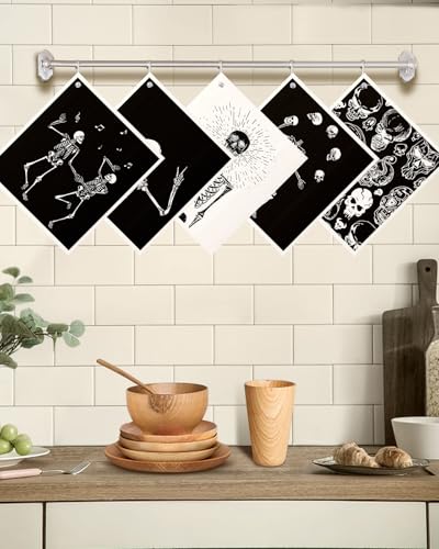 Miss Adola Swedish Dishcloths for Kitchen with Hooks - Reusable Dish Cloths for Washing Dishes Fast Drying Cute Fun 5 Pack Swedish Dish Towels Washable Cleaning Sponge, Dancing Skeleton - color: Dancing Skeleton