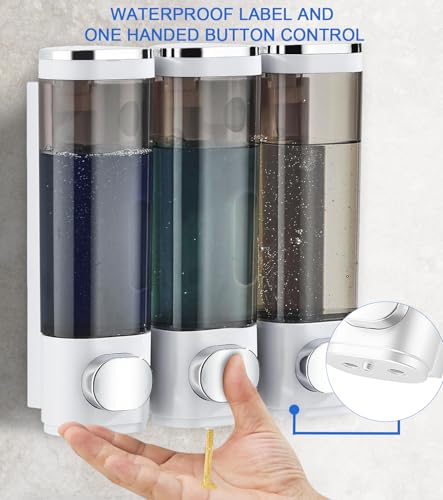 Shampoo and Conditioner Dispenser Shower Soap Dispenser Shampoo Dispenser Body Wash Dispenser for Bathroom,Large Capacity, White Silver - color: White