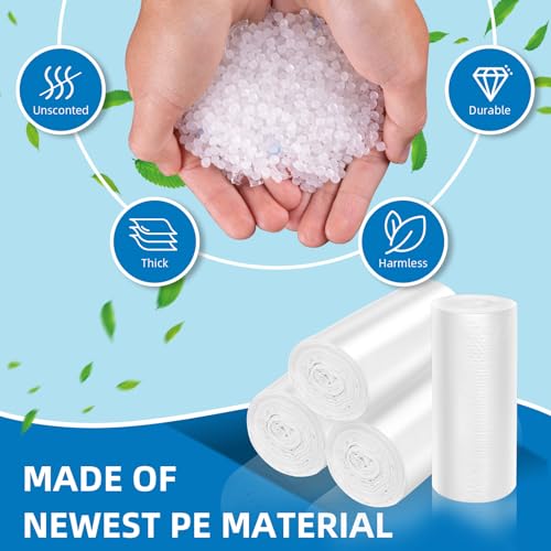 2.6 Gallon Small Trash-Bags Bathroom With-Handles - Kitchen White Garbage Bag 100 Count Little Plastic Unscented Waste Basket Office Car Thick Strong Can Liners Acqkunlo - color: 2.6 gal white 100