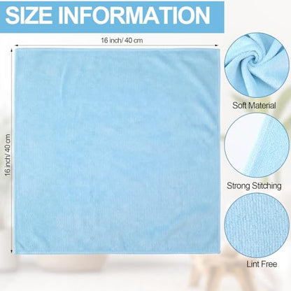 Nuenen Cleaning Cloths for Cars 16 x 16 Inch Ultra Absorbent Towels Drying Microfiber Reusable Cleaning Supplies House Kitchen Window Microfiber Towel(Light Blue,60 Pcs) - color: Light Blue