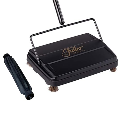 Fuller Brush Electrostatic Carpet & Floor Sweeper with Additional Rubber Rotor - 9" Cleaning Path - Lightweight - Ideal for Crumby & Wet Messes (Black + Rubber Rotor) - color: Black + Rubber Rotor