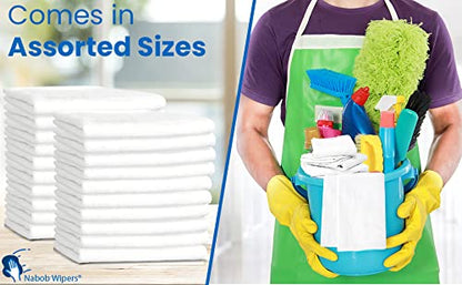 Nabob Wipers New Lint Free Cloth (30 Pack) - 100% Cotton Cleaning Rags Exact Cut - Premium White Rags for Cleaning House - White Rags for Dusting, Staining, Polishing, Painting 18"x18" - size: 18x18 Inch (30 Pack)