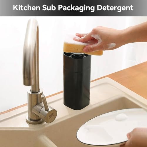 Pump Dispenser Bottle, Top Push Down Squeeze Liquid and Hand Soap Dispenser Refillable Dishwashing Bottles for Kitchen and Bathroom (Black) - color: Black