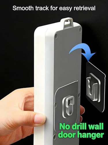 10 Pairs Clear Double-Sided Adhesive Wall Hooks - Mounted Door Hanger Kit - No Drill Sticker Hangers with Suction Cup for Bathroom, Kitchen