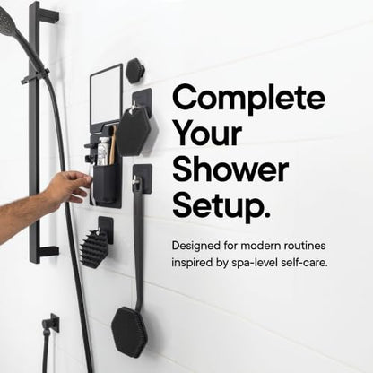 TOOLETRIES Arnold Silicone Shower Hook, Adhesive Hooks for Inside Shower, Waterproof Bathroom Organizer for Scrubbers, Loofahs, Towels & Bathroom Accessories, Removable & Reusable - Charcoal