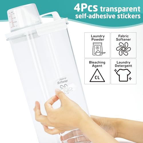 Laundry Detergent Dispenser-2 Pack, 98 oz Detergent Dispenser with 4 Removable Labels, Laundry Soap Dispenser for Laundry Room Organization and Storage, BPA Free & PET Plastic Clear - size: 1 Count (Pack of 2)